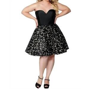 NEW SYDNEY'S CLOSET mikado satin dress in black/gold